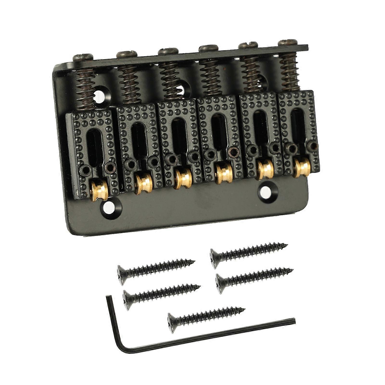 6 String 65MM Fixed Roller Saddle Hardtail Bridge for Fender Strat/Tele - Chrome, Gold, Black | Enhanced Intonation & Easy Install