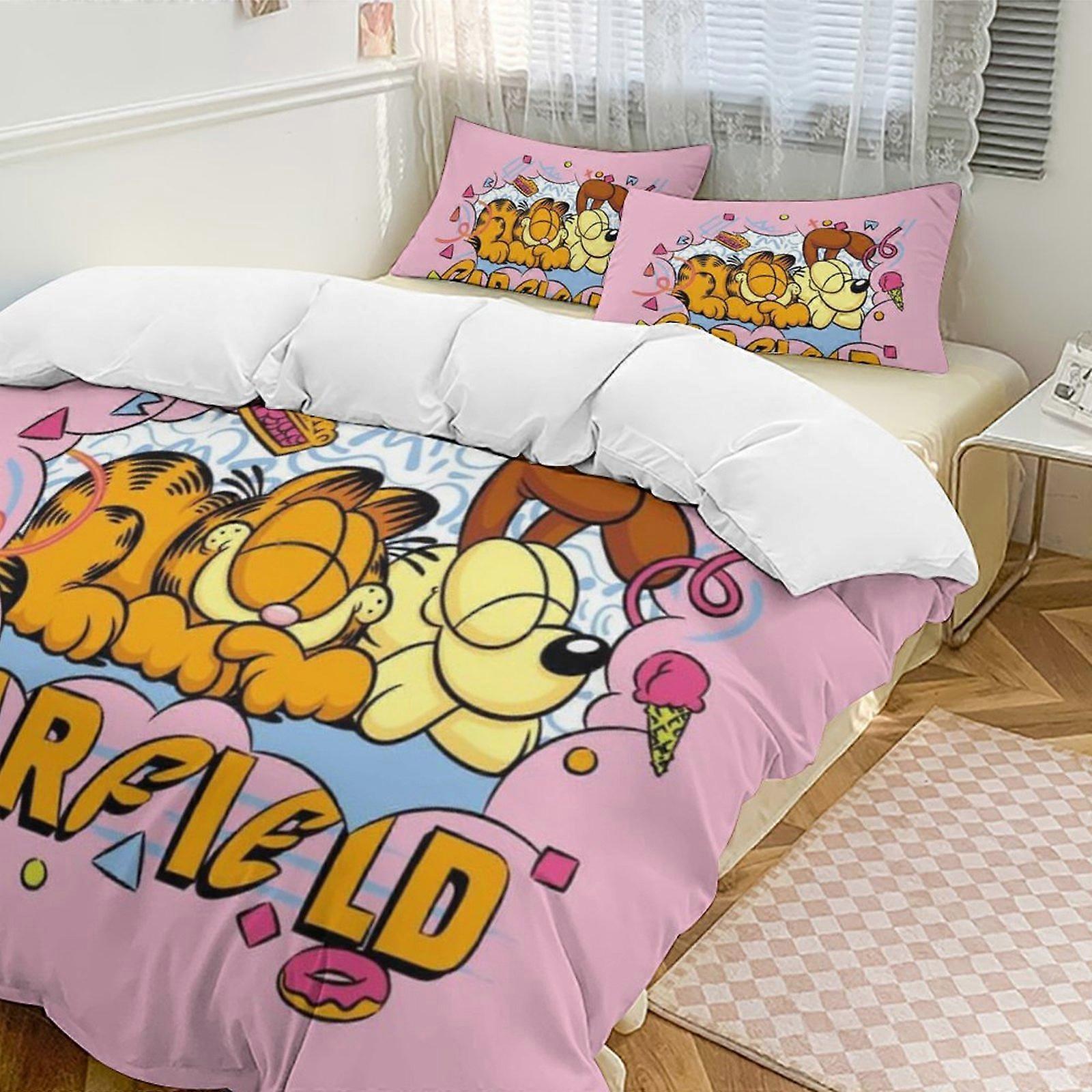 a2758 Lençóis O Conjunto de Cama Garfield Conjunto de Capa de Edredão Tema dos Desenhos Animados Lençóis de Quarto Infantil iip2758