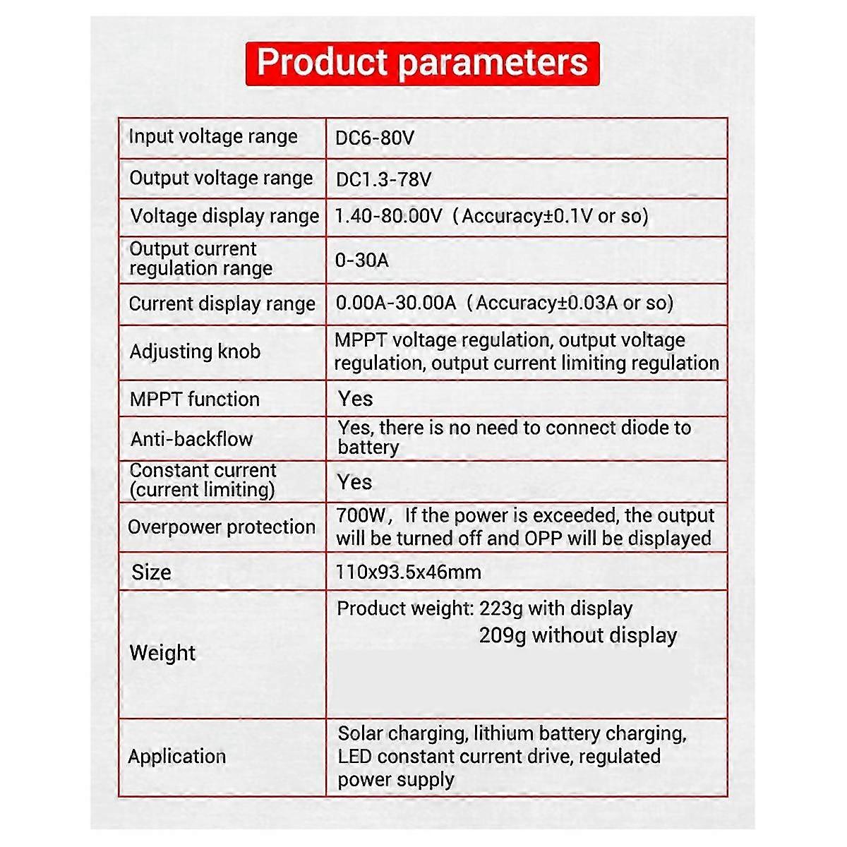 -sj30 700w Synchronous Rectification 30a Automatic Buck-boost Power Module Solar Charging Mppt,with Display