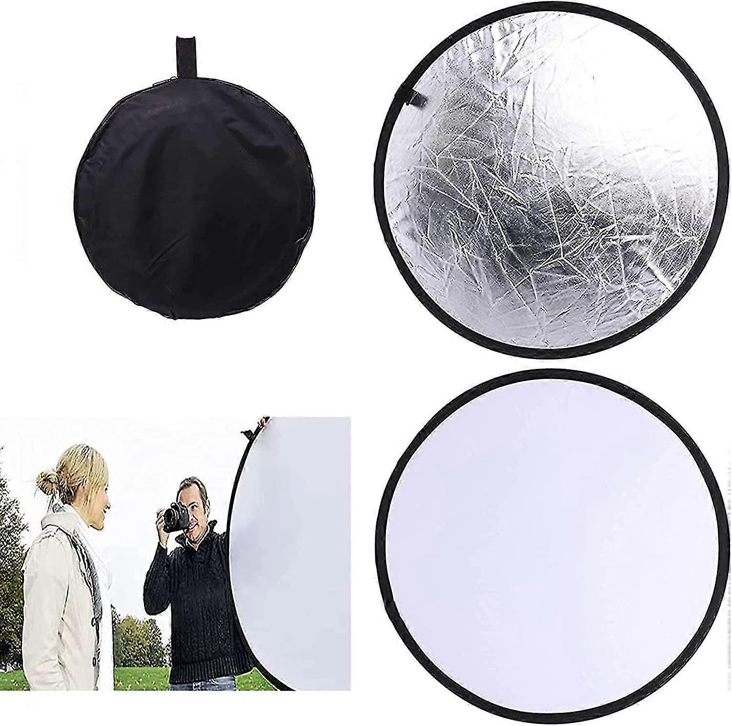 Photographic Light Reflector Two-in-one Foldable Selfie Background Diffuser Plate 12-inch Camera Photo Reflector (silver And White)