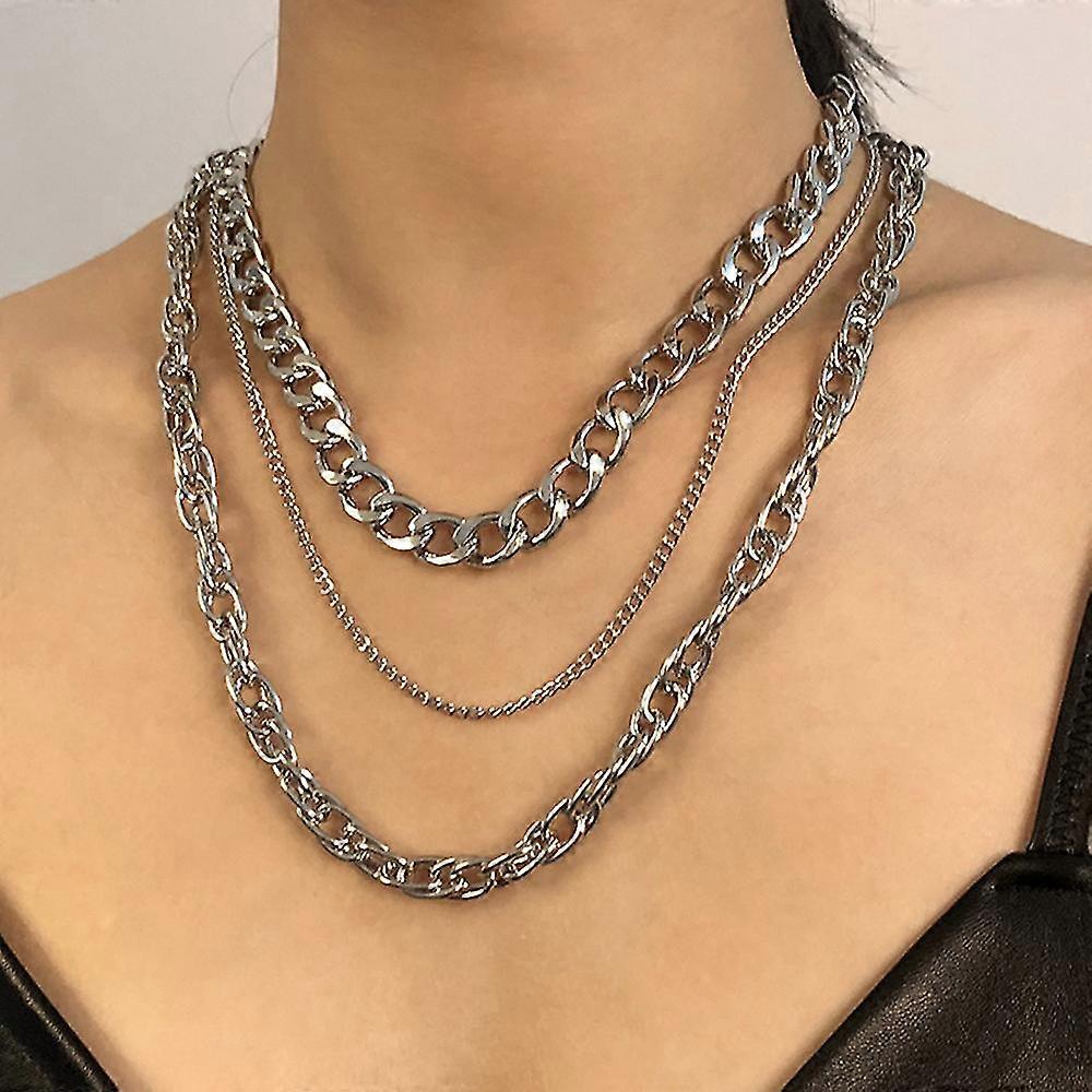 Punk Multi-layer Chunky Chain Necklace Exaggerated Thick Chain Choker