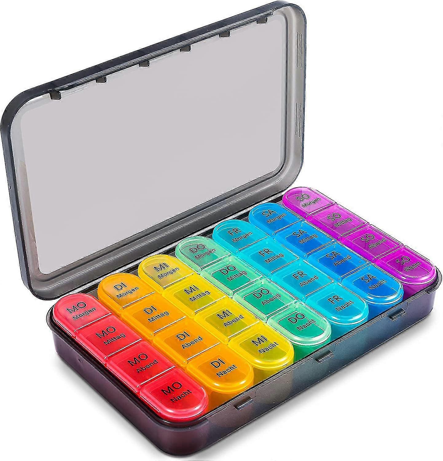 Pill Box 7 Days Morning Noon Evening Night, Small Medication Box 7 Days 4 Compartments