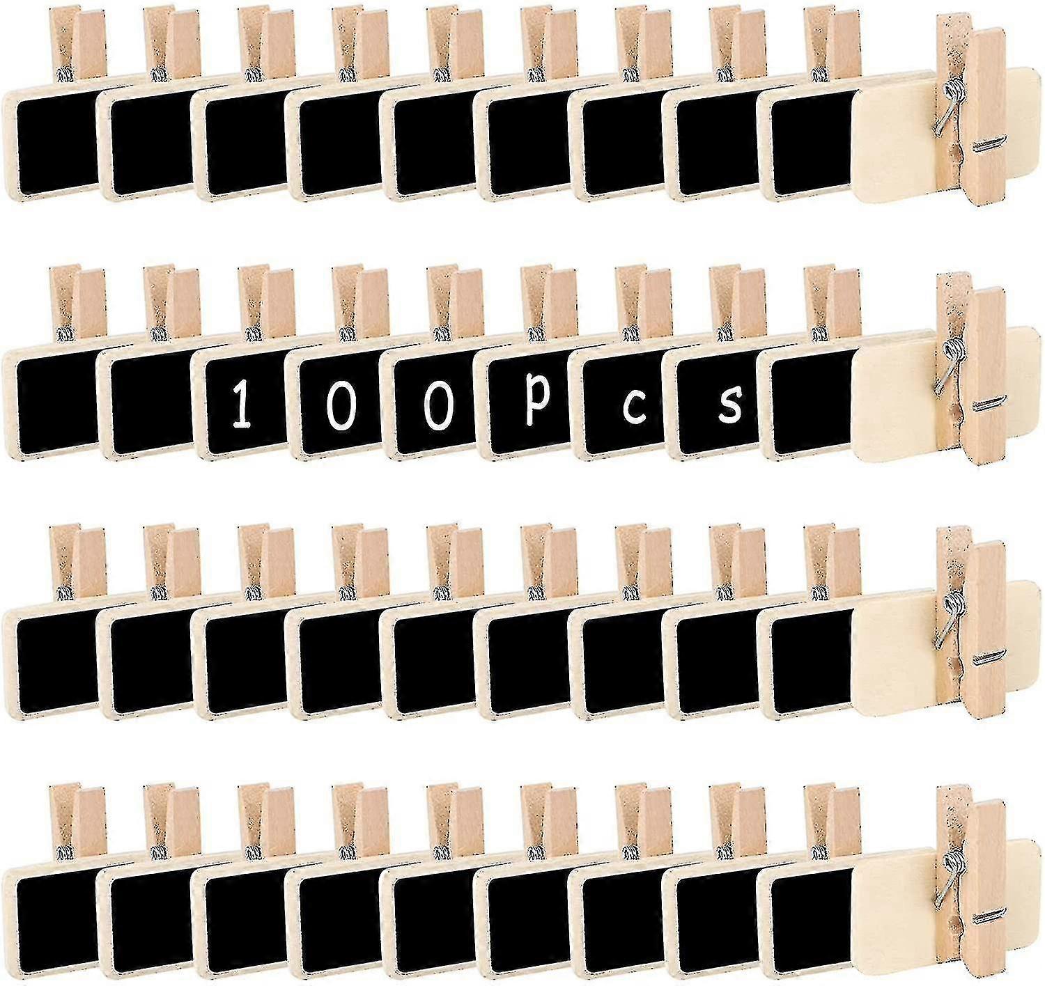 100 Pieces Mini Blackboard, Mini Chalkboard Signs Rectangle Message Blackboard Zekai