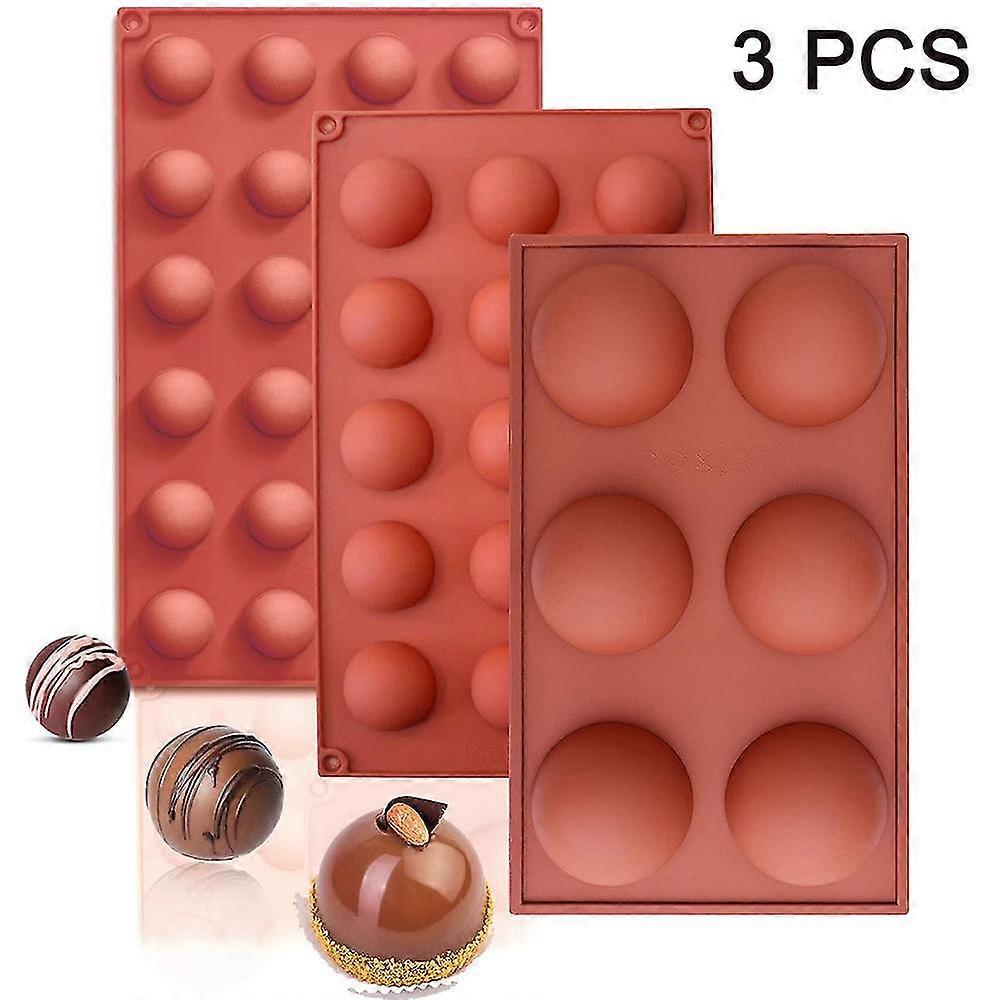 Semi Sphere Silicone Mold, Silicone Chocolate Molds, 3 Packs Baking