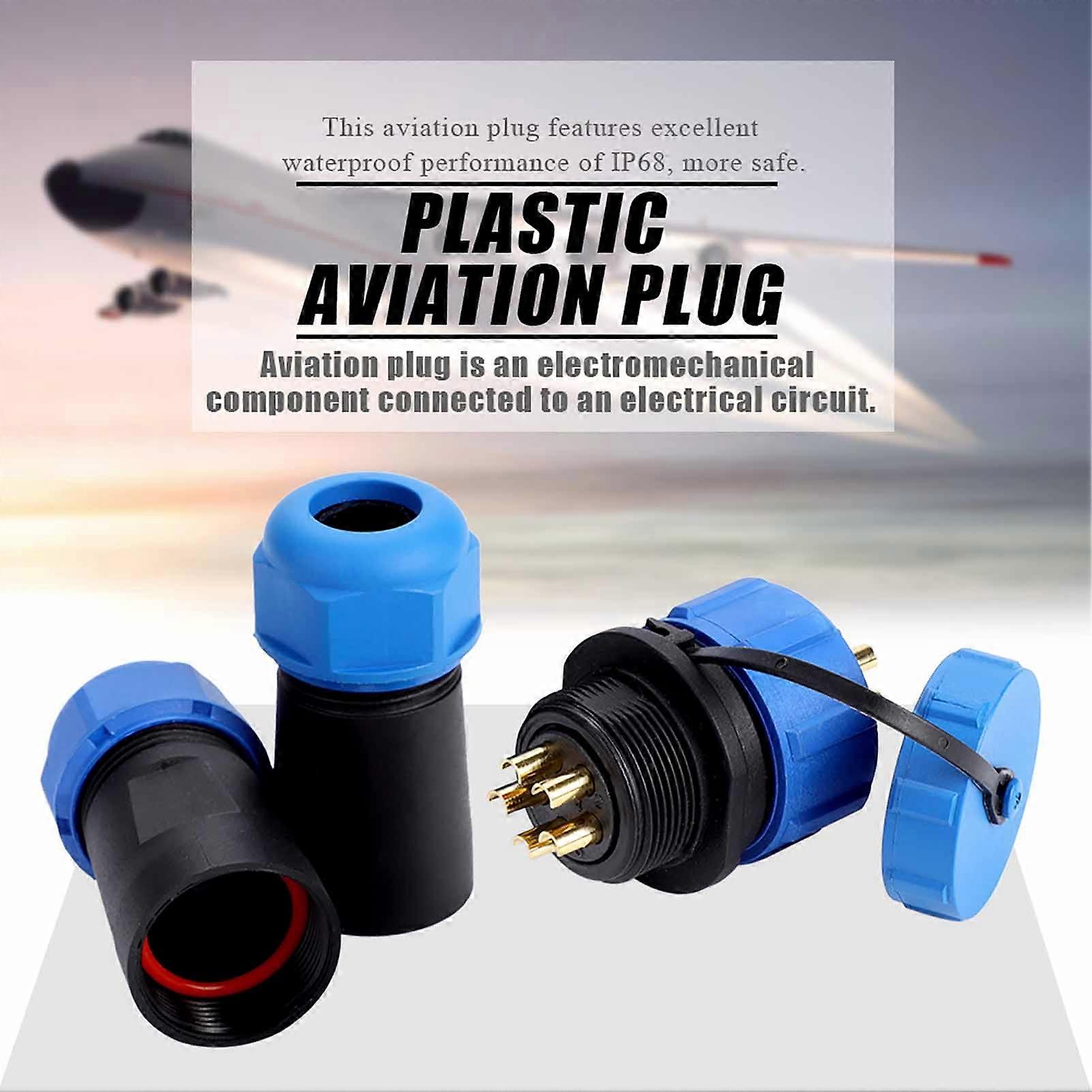5Pin Waterproof Plastic Aviation Plug Socket Cable Inline Connector IP68