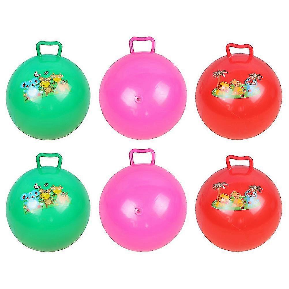 6pcs Kids Inflatable Exercise Balls Jumping Balls Cartoon Pattern Hopper Balls