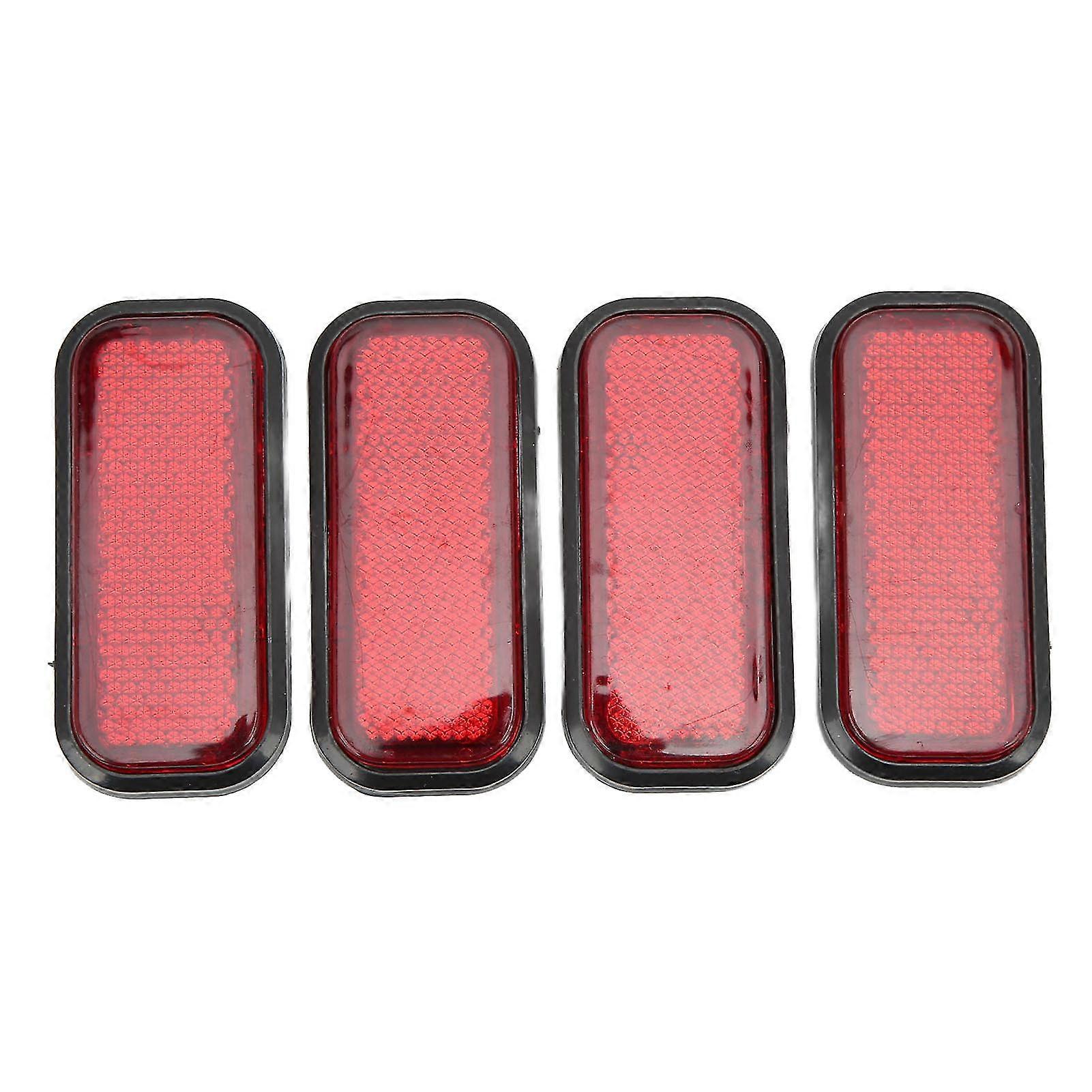 4pcs Red Rectangular Reflective Sticker compatible Universal Car and Motorcycle Safety