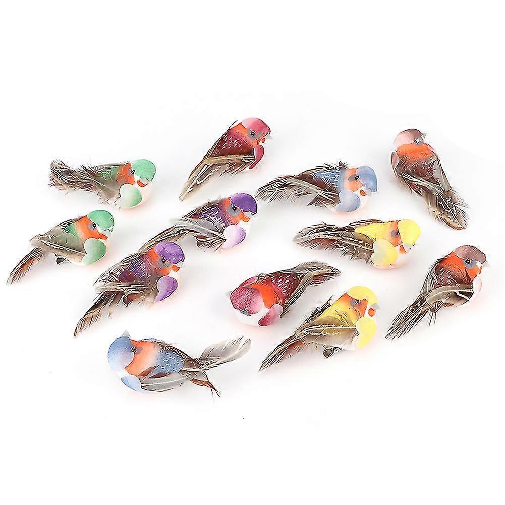 Cute Artificial Bird Decorations for Home Garden 12pcs