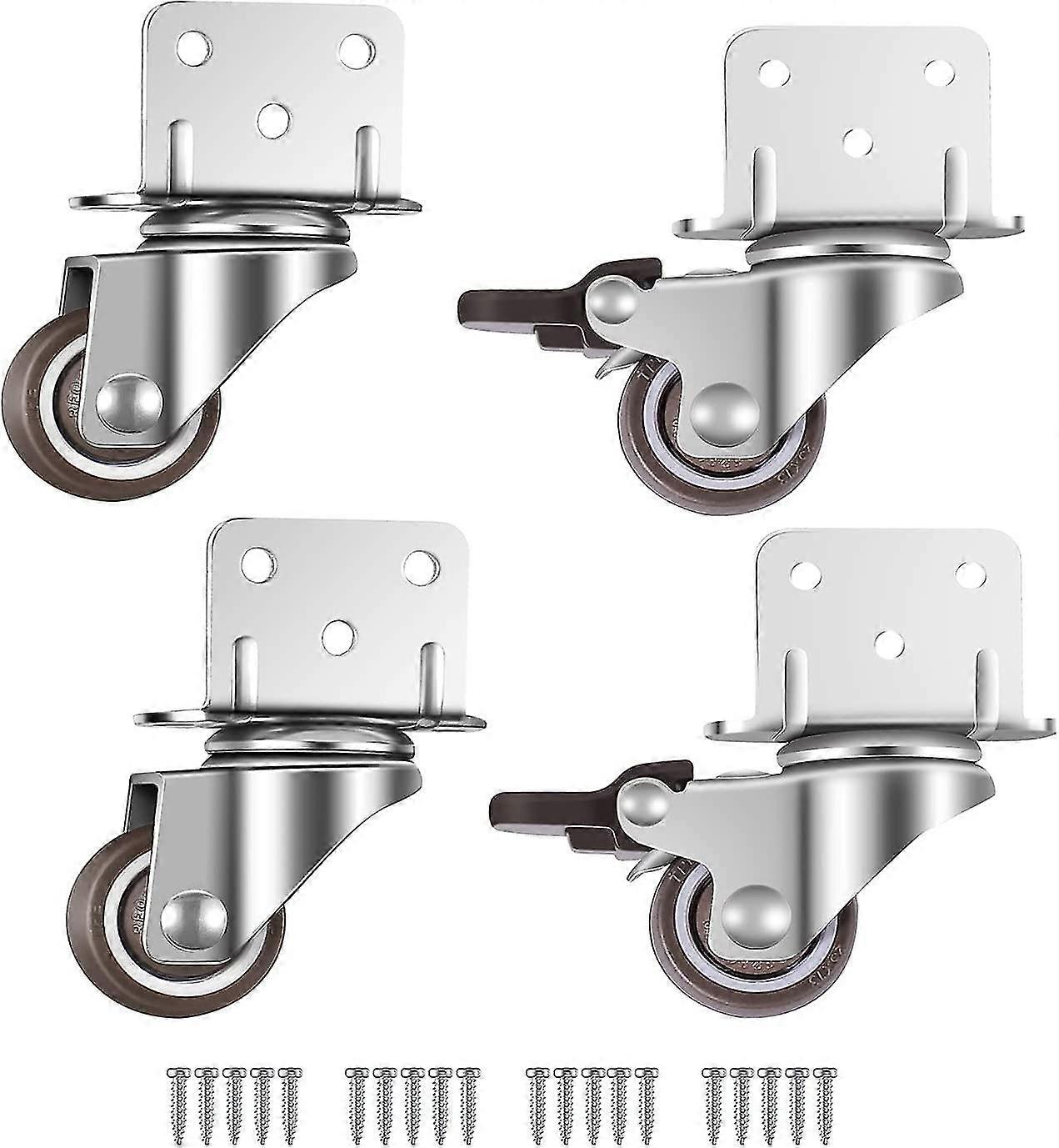 Lot De 4 Petites Roulettes Pivotantes pour Meubles, 25 mm Avec Frein, πλάκα ντε μοντάζ en L, convient pour meubles, στηρίγματα de fleurs, βρεφονηπιακοί σταθμοί (25 mm
