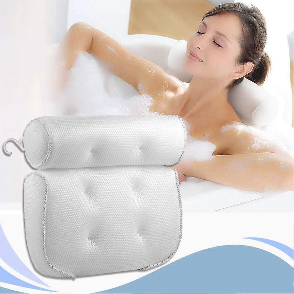 Bath Cushion Bath Pillow with Suction Cups, Bath Pillow,Breathable 3D Mesh Bath