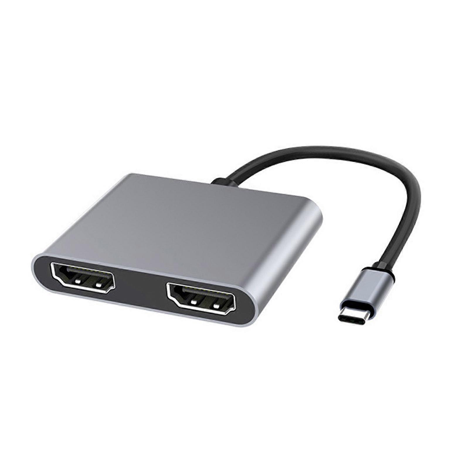 USB C Hub 2-In-1 Docking Station Adapter Type-C to 2x HDMI-Compatible 4K 30Hz