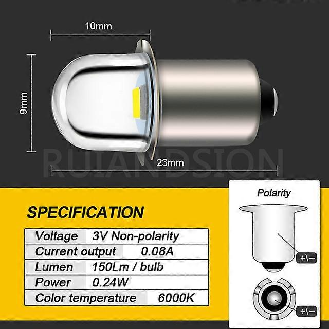 2Pcs P13.5S PR2 DC 3V 6V 4.5V 18V 3000K Warm White 2835SMD LED Bike Work Light Bulb Torch Headlight Mini Head Lamp Flashlight