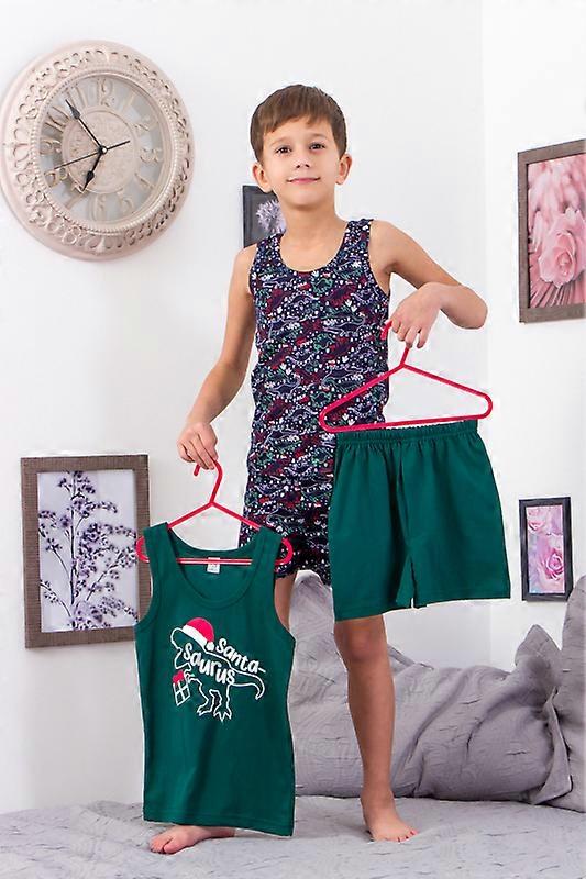 Boys’ Underwear Duo – Breathable Cotton Tank Tops & Elastic Waist Boxers, Any season,  HC 6358-4