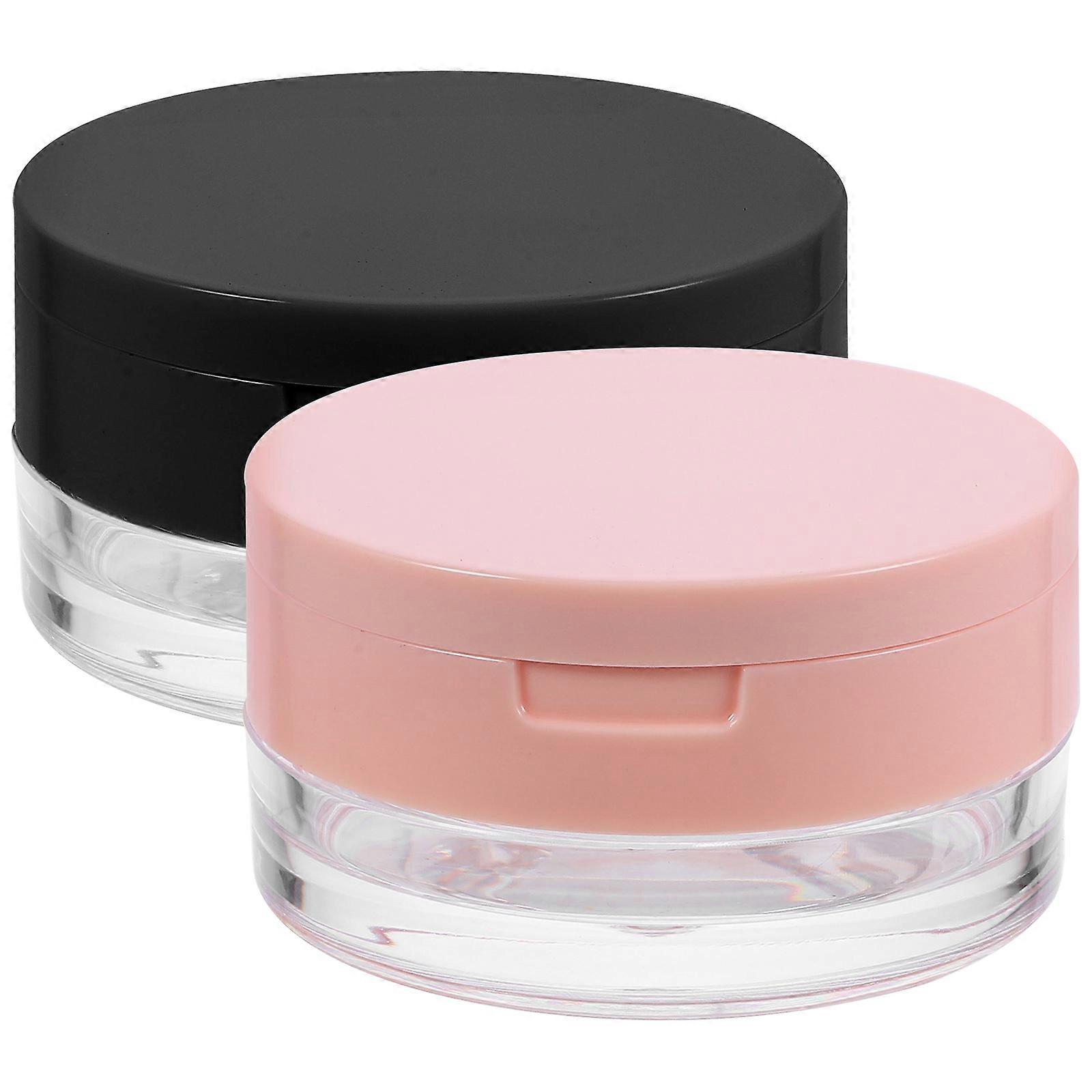 2Pcs Empty Plastic Loose Powder Compact Container Reusable Makeup Powder Boxes