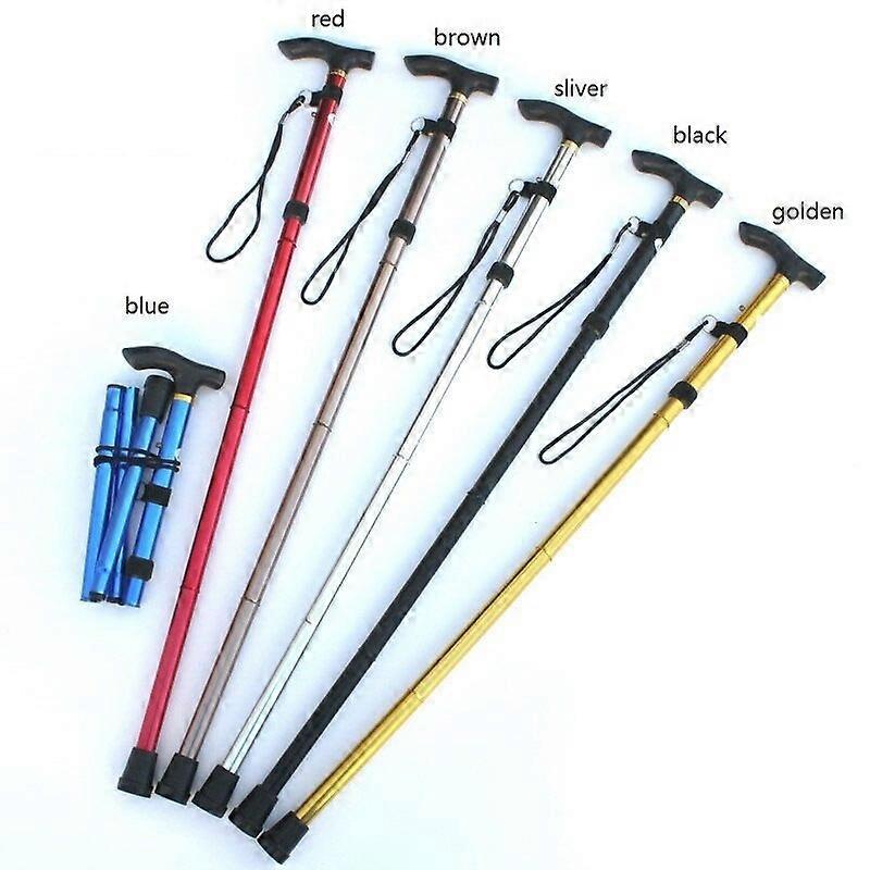 Walking sticks Aluminum Alloy Climbing Cane Four-section Telescopic Folding Climbing and Hiking Cane Trekking Poles Elderly Cane Canes & Walking Stick