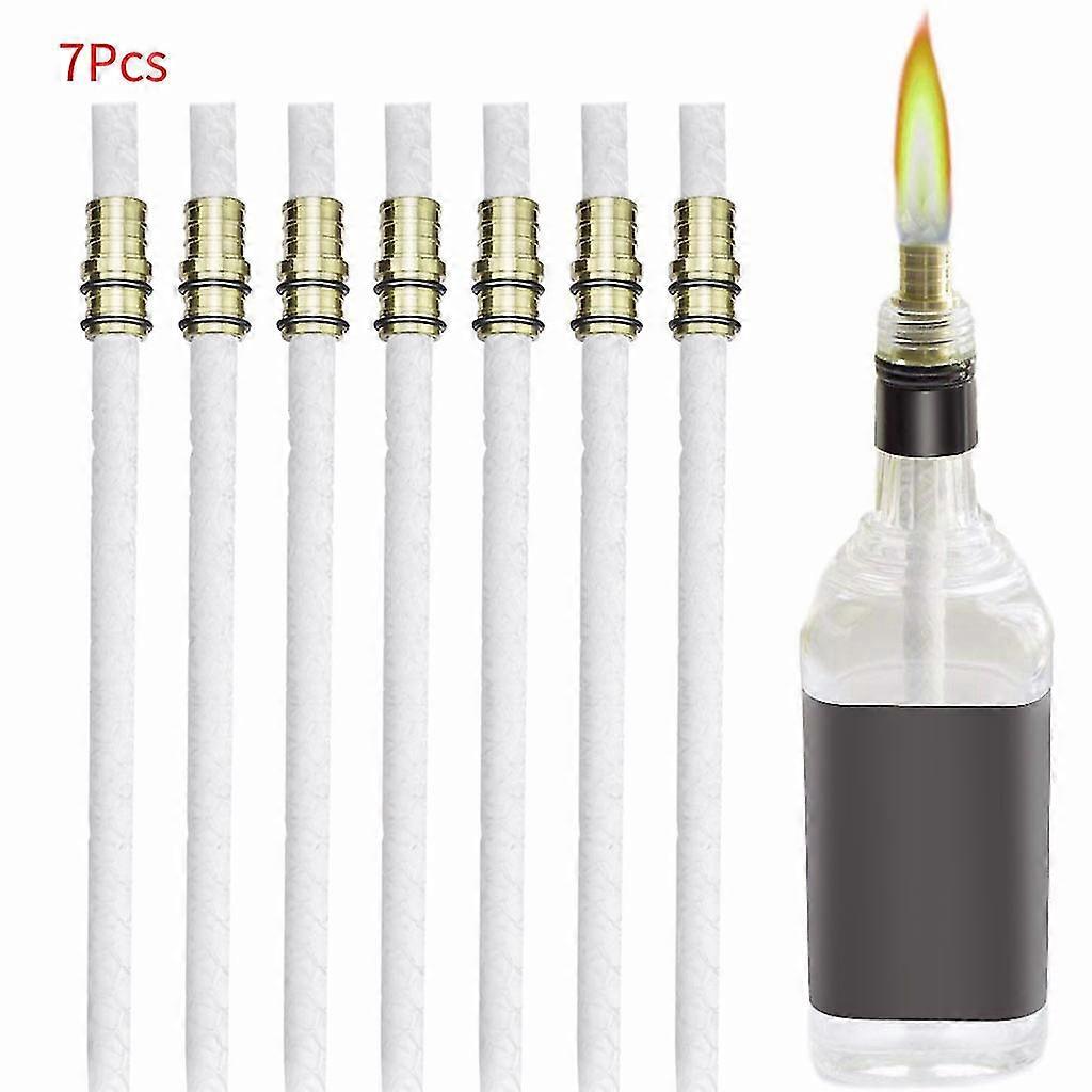 Wine Bottle Torch Kit 7 Pack, Includes 7 Long Life Torch Wicks, Brass Wick Mount
