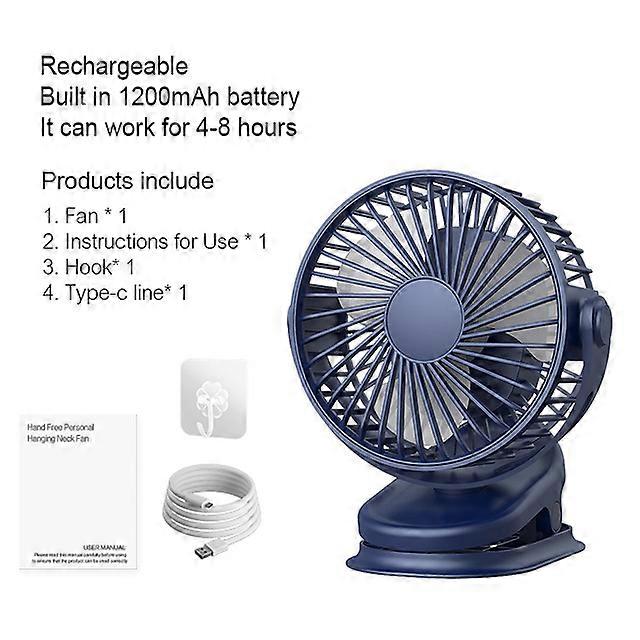 Kinscoter Mini USB Fan Rechargeable Battery Fan with Timer Strong Wind 3 Speed Desktop Portable Quiet Office Camping Outdoor