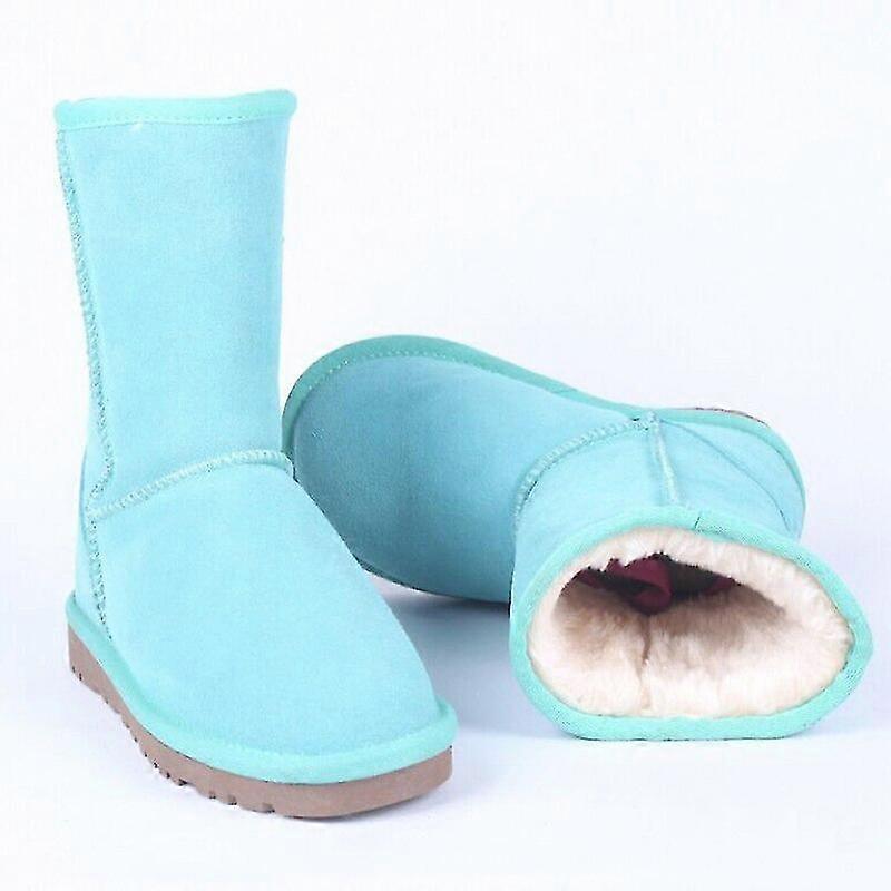 אופנה עור פרה אמיתי נשים מגפי שלג נעלי חורף חמות קלאסיות עם סוליות מונעות החלקה