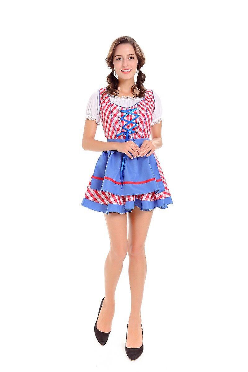 Dirndl Femme Grande Taille Oktoberfest 3 Pièces – Robe Bavaroise Traditionnelle Avec Tablier Et Ruban, Élégante & Sexy