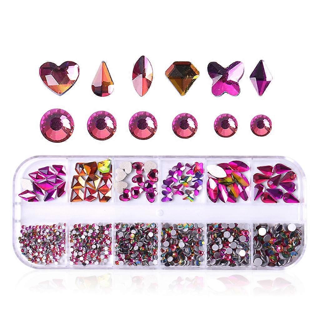 Rhinestones For Nails Set Multi Shapes Gradient Color Round Heart Flatback