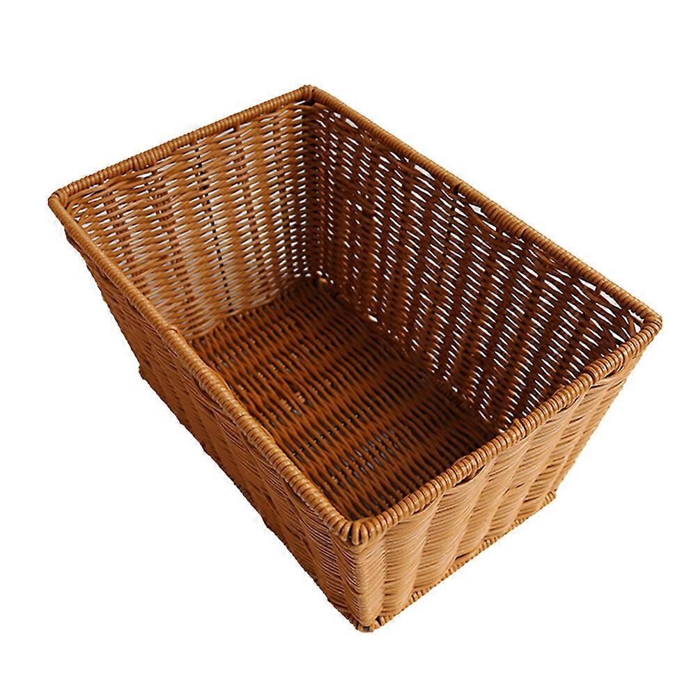 1PC Imitated Rattan Plastic Basket Simulated Weaving Bread Storage Basket Store Snack Storage Container Supermarket Shelves Display Baskets for Home S