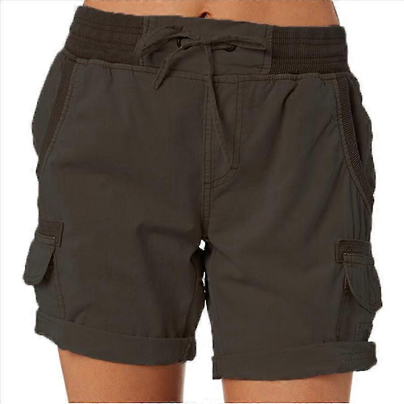 Short cargo à jambe large en coton et lin pour femmes Short décontracté multi-poches coupe ample
