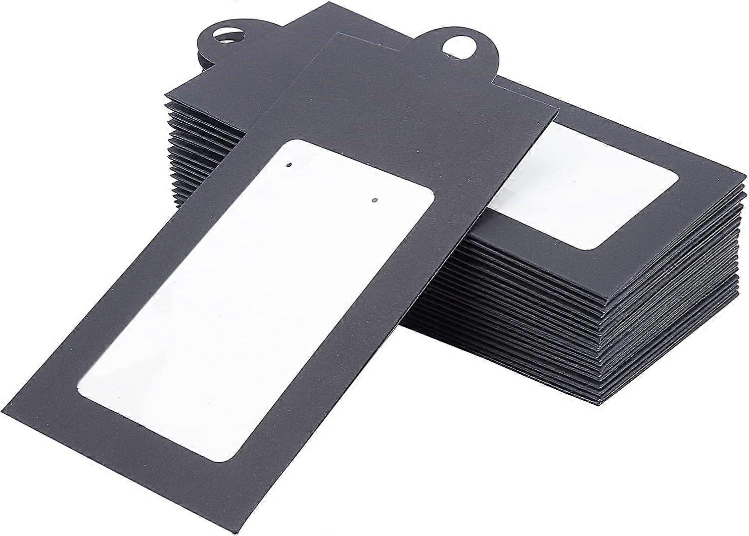 Foldable Creative Kraft Paper Box Wedding Favor Boxes Favour Box Paper Gift Box with Clear Window and Display Card Rectangle Black 15.5x6.7cm