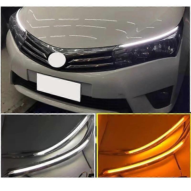 لتويوتا كورولا 2014 - 2019 LED DRL المصباح الأمامي الحاجب النهاري تشغيل ضوء الضباب مع تدفق إشارة الانعطاف الصفراء الديناميكية