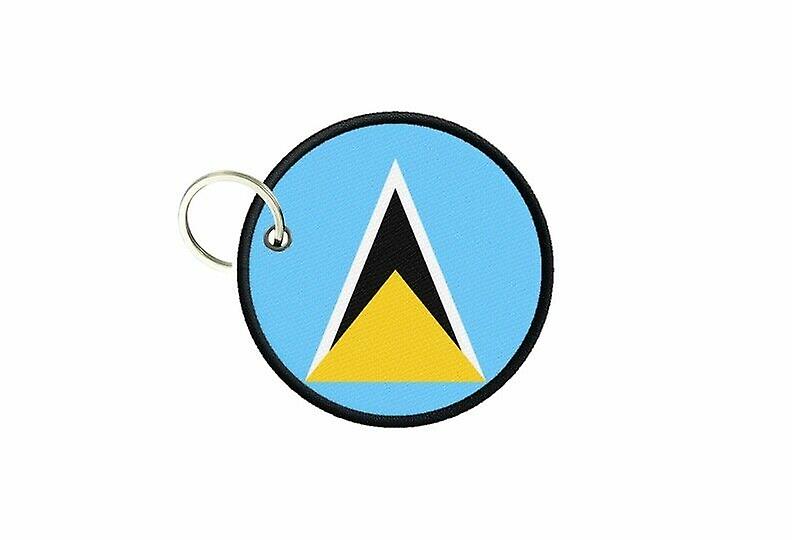 Keychain keys flag st saint lucia printed round round round