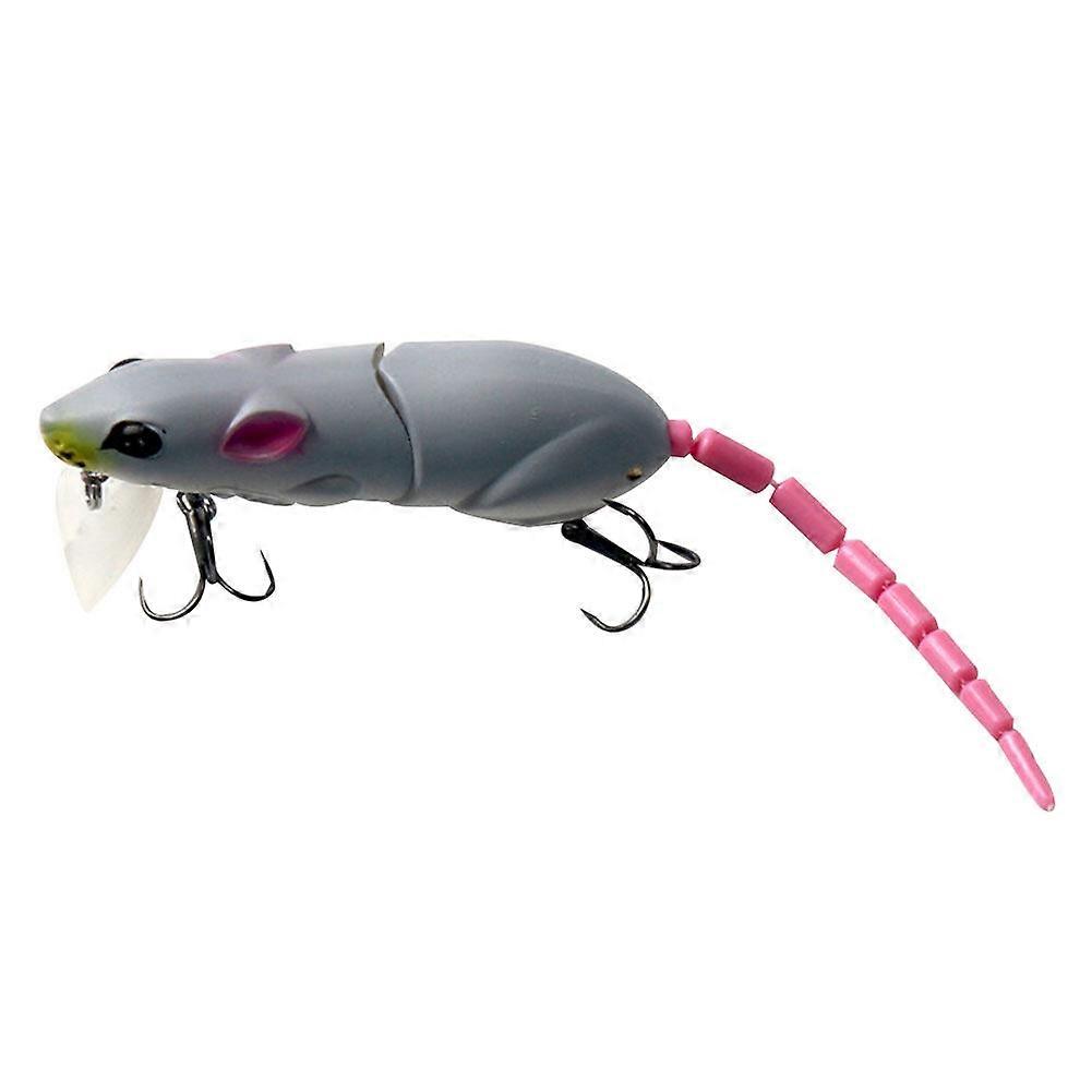 Artificial Mouse Fishing Lure Bait with Hook - Lifelike 3D Eye, Multi-Joint Tail and Body, Diving Action - Grey