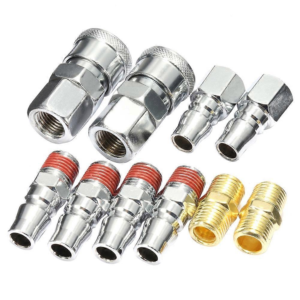 10Pcs 1/4inch Hose Quick Release Air Compressor Connector Coupler Fittings Set