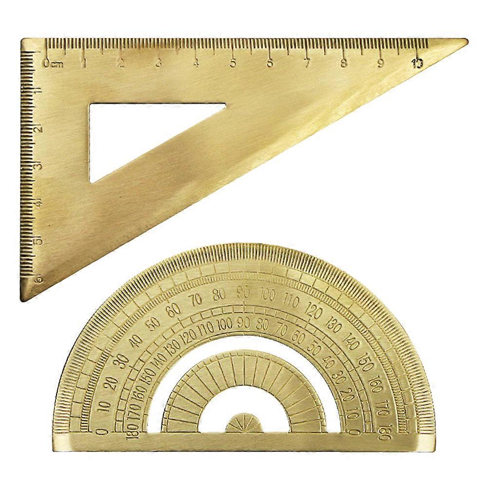 Multipurpose Tool Handy Straight Ruler Math Geometry Ruler Student Math Ruler Copper Ruler Set