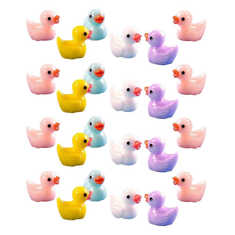 24 Pcs Cupcake Decorating Ducks Micro Landscape Ornament Duck Bead Miniature Yuanyang Bird Sculpture Bird Figure
