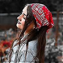 عصابة رأس وشاح شعر مرنطة زهرية - 3 قطع منديل رأس