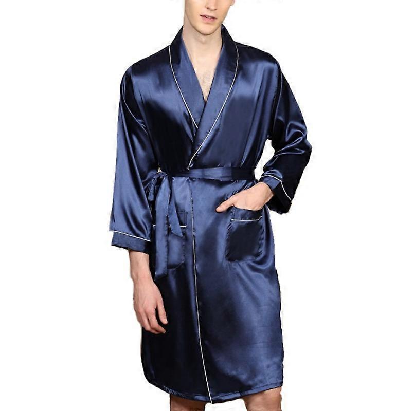 Men's Luxurious Kimono Soft Satin Robe Nightgown And Shorts