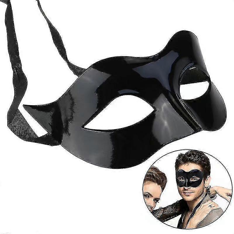 2pcs Masks Halloween Black Masquerade Masks Cool Men Adult Kids Fighter Half Face Venetian Mask Black