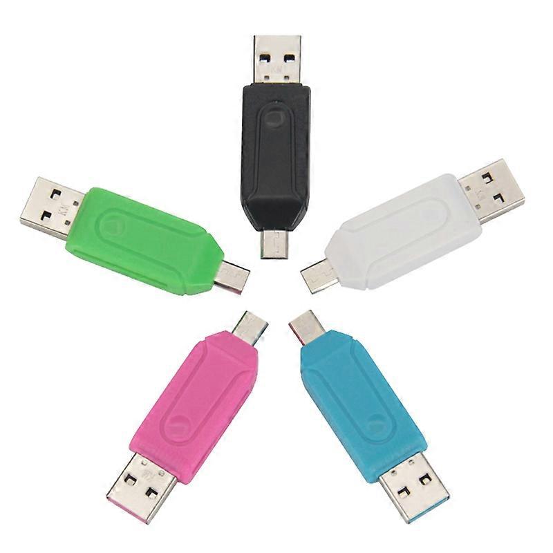 Card Reader 2 in 1 Multifunctional High Speed Driver-free Anti-interference OTG Function Universal Mini USB2.0 TF SD-Card Reader Adapter for Laptop JI