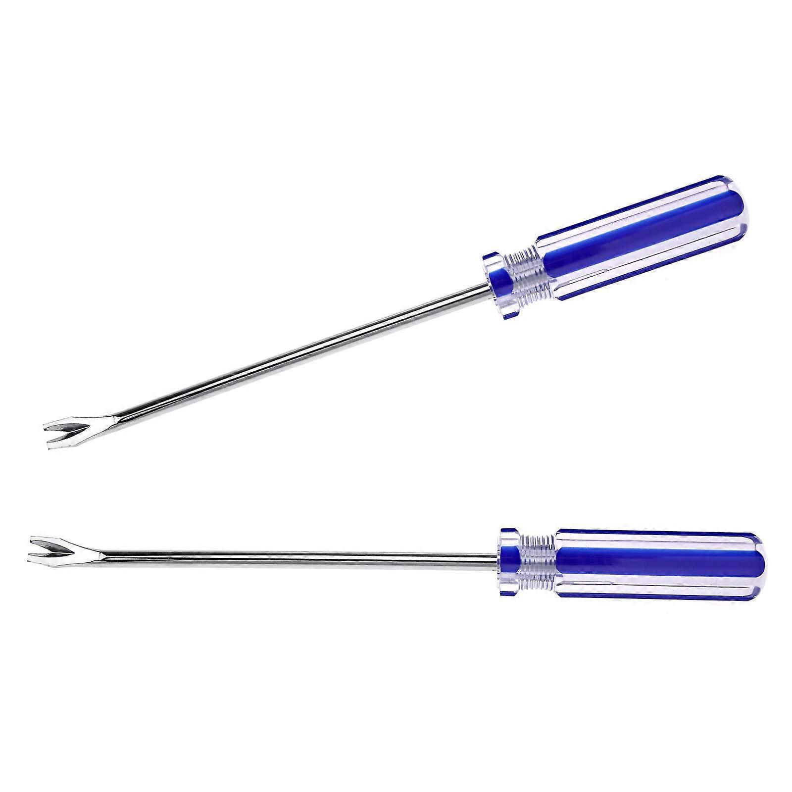 2X Bleu Poignée En Plastique Clou Agrafe Rivet Goujon Lève-Goujon Extracteur Griffe Remover Tournevis Tapis Garage C