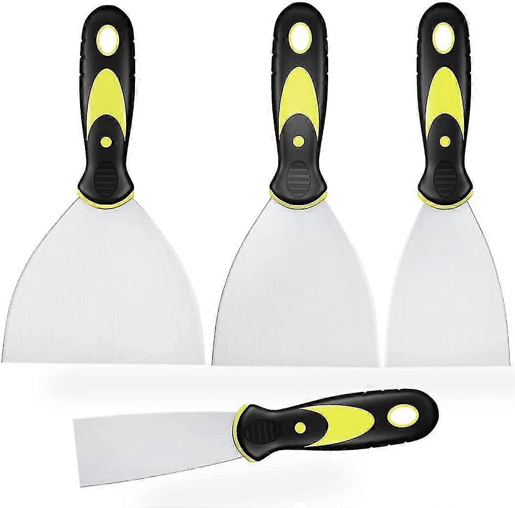 Set di spatole in acciaio inossidabile da 4 pezzi, coltello da rivestimento con spatola con manico in plastica, spatola