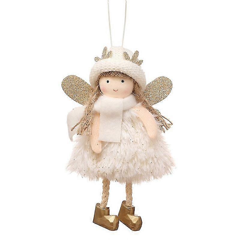 Christmas Ornament Angel Antlers Plush Doll Pendant Xmas Tree Hanging Decoration