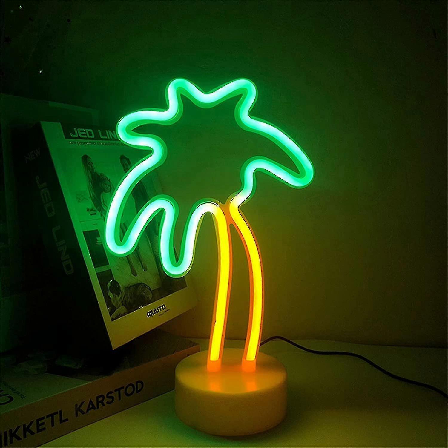 Coconut Palm Tree Night Light Neon Light With Stand Base Led Neon Sign Battery Or Usb Powered Palm N