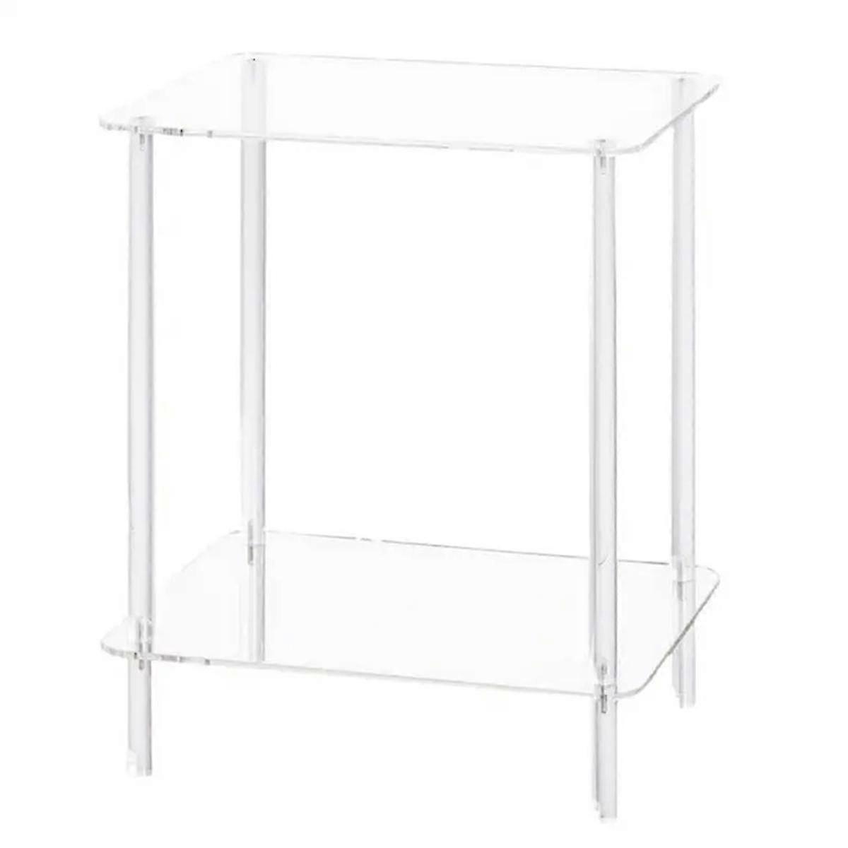 Acrylic Coffee Table Square Side Table Accent Table Sofa Bedside Table Clear Double Tier Snack Tea Side Table For Room