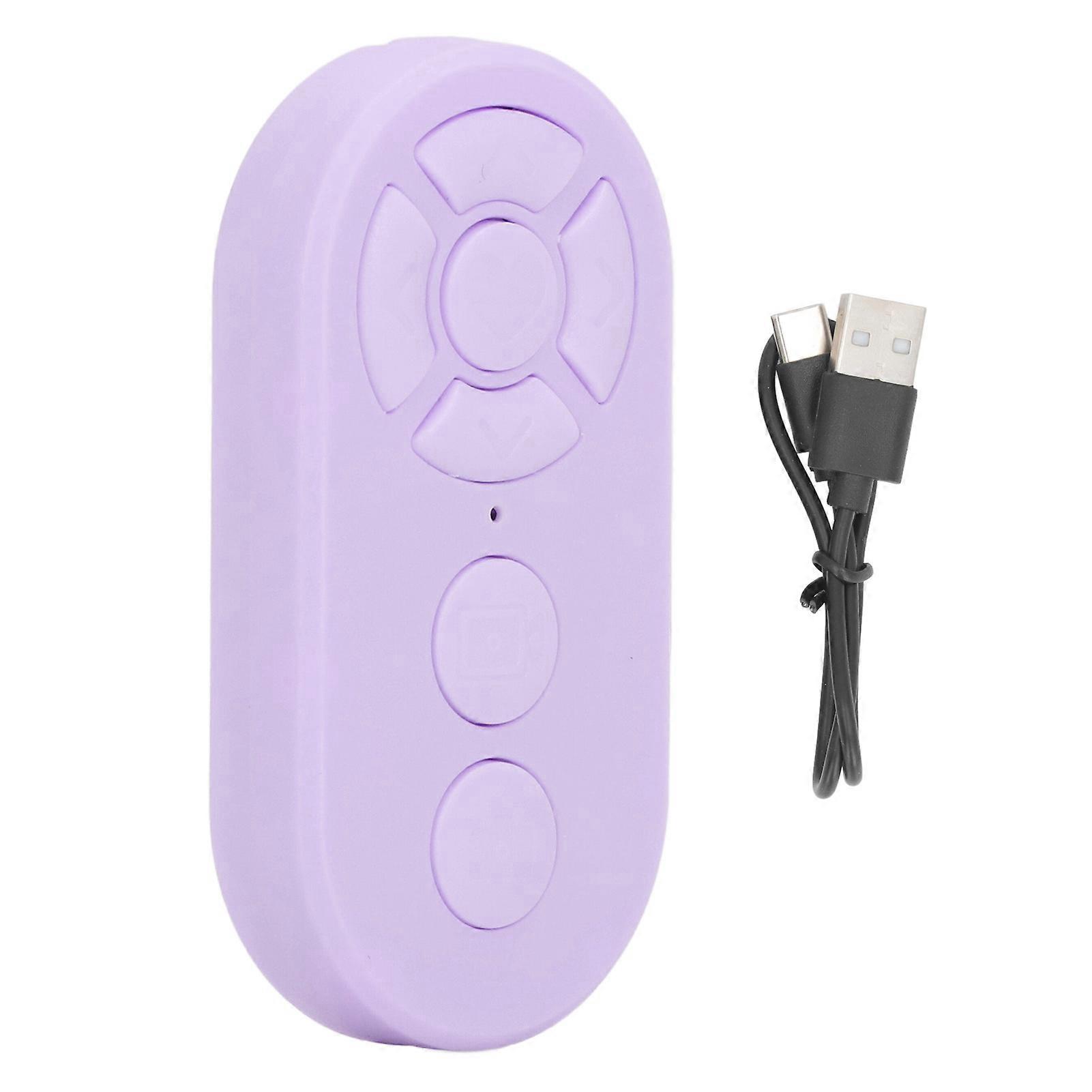 Télécommande à bouton selfie Type C, rechargeable BT, 10 m, pour enregistrement vidéo de livre électronique, violet