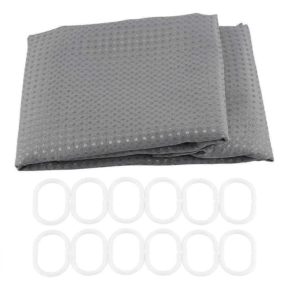 Polyester Mildewproof Waterproof Shading Bathroom Bath Shower Curtains with Hook(Grey)
