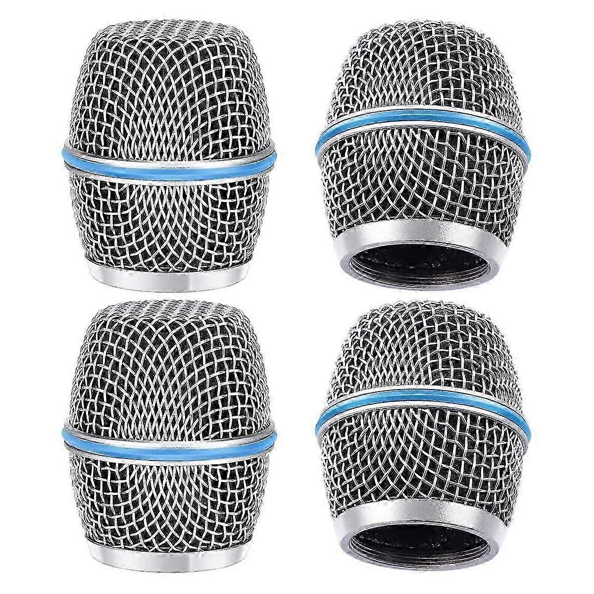 4pcs Microphone Windscreen Heads, Microphone Ball Head Mesh Grill Vocal Microphone Replacement Grille For Beta87a