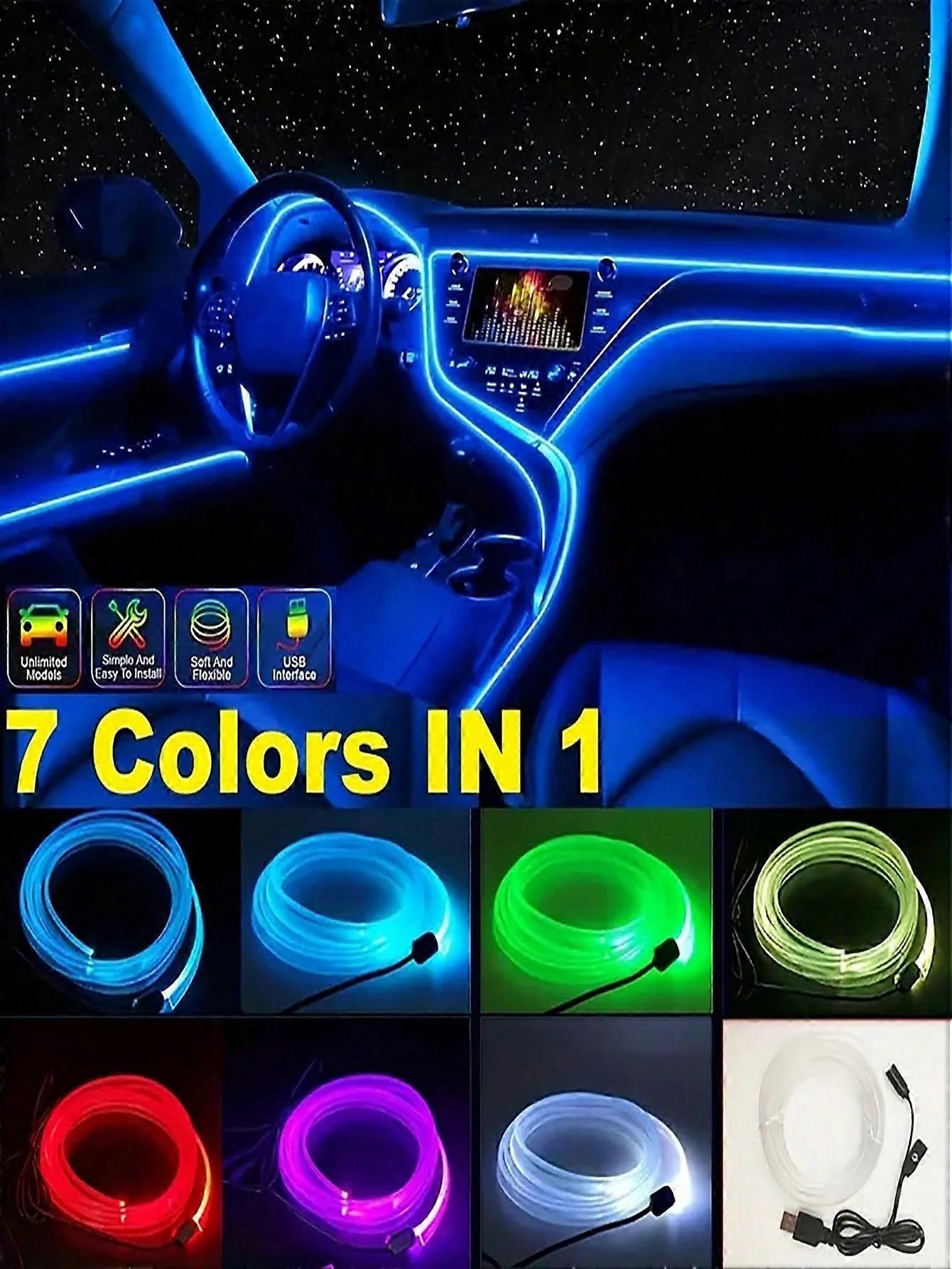 4m 157.48 بوصة شريط LED للديكور الداخلي للسيارة ضوء الغلاف الجوي ، RGB نيون DIY لوحة القيادة الخفيفة