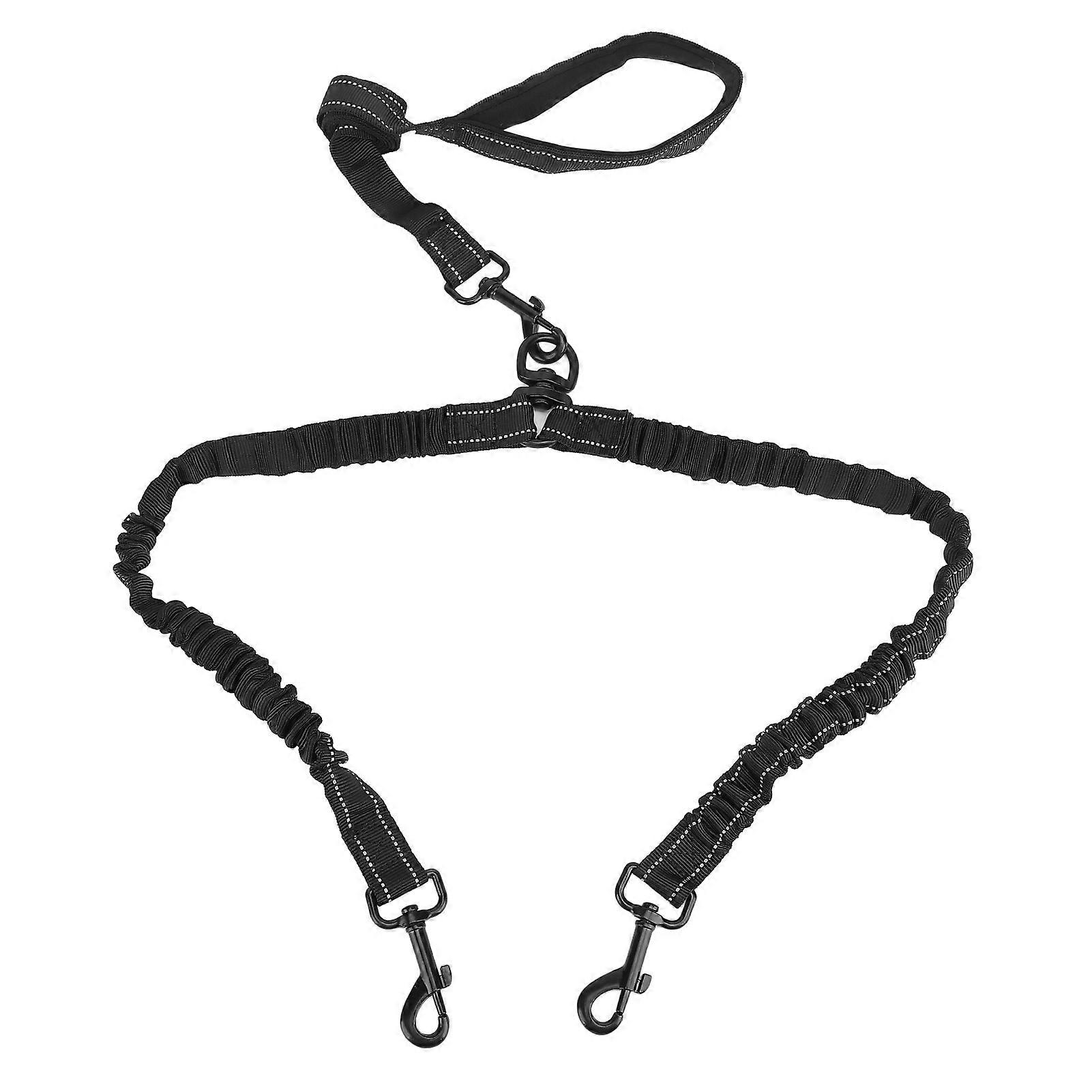 Double Dog Leash Reflective High Elasticity Shock Absorbing Bungee Walking Leash for Large Breed Dog
