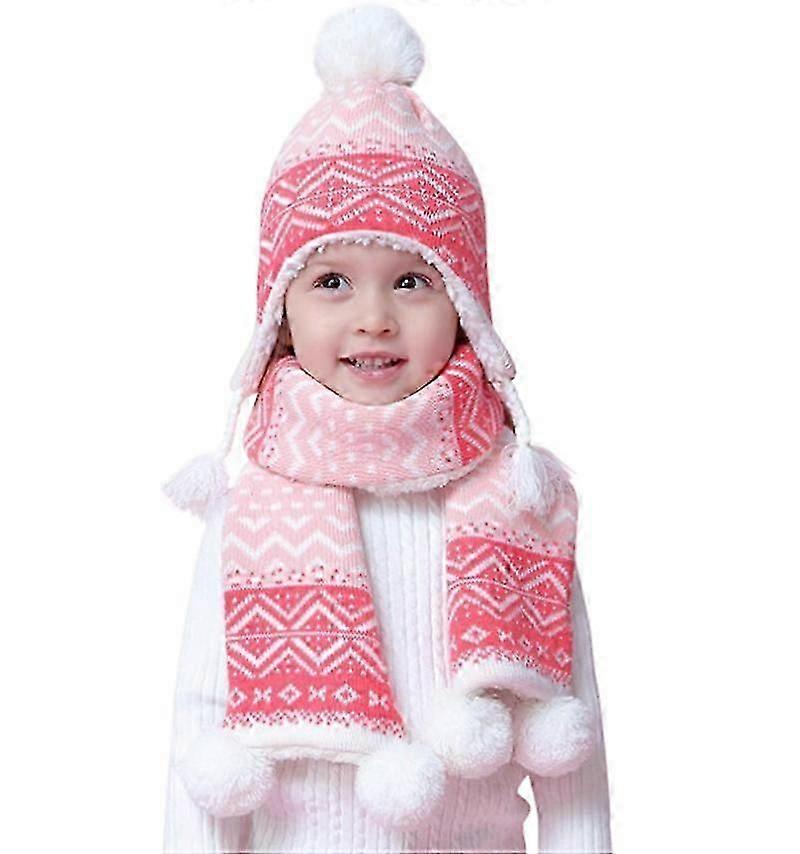 Mädchen Strickschal, Mütze, Handschuhe und Samtfutter Winteranzug (klein)