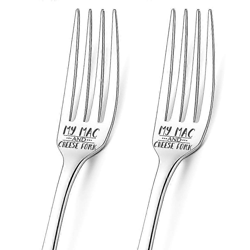 Word Pattern 304 Stainless Steel Fork with Coated Paper Cutlery Storage Box Word 200x24mm Fork: 2pcs/box