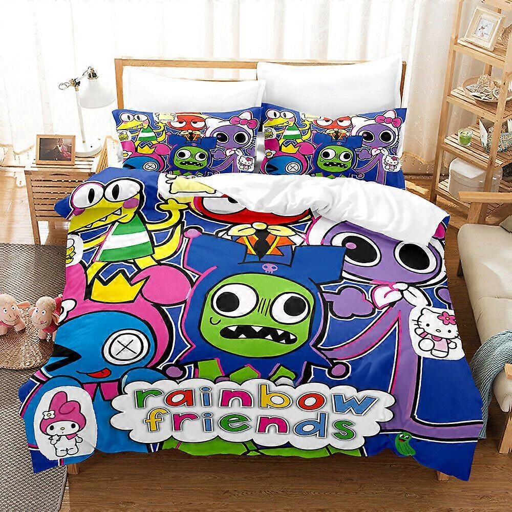 v637 Lençóis Donna Colcha Capa de Edredão Conjunto de Cama Fronha Rainbow FriendsConjunto de Cama de 3 Peças (1 Capa de Edredão + 2 Fronhas) y637